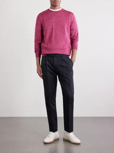 Zegna Straight-Leg Pleated Cotton and Linen-Blend Trousers - Men | Thumbnail 2 Zegna Straight-Leg Pleated Cotton and Linen-Blend Trousers - Men | Thumbnail 2