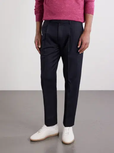 Zegna Straight-Leg Pleated Cotton and Linen-Blend Trousers - Men | Thumbnail 3 Zegna Straight-Leg Pleated Cotton and Linen-Blend Trousers - Men | Thumbnail 3