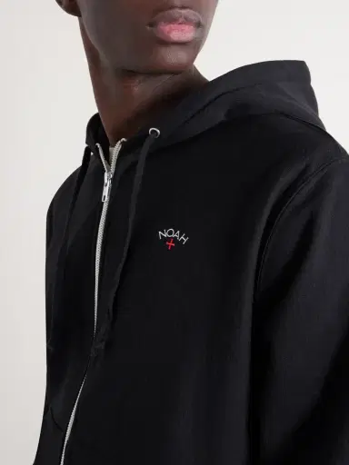 Noah Logo-Embroidered Cotton-Jersey Zip-Up Hoodie - Men | Thumbnail 5 Noah Logo-Embroidered Cotton-Jersey Zip-Up Hoodie - Men | Thumbnail 5