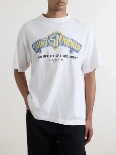 SAINT Mxxxxxx Saint World Logo-Print Cotton-Jersey T-shirt - Men | Thumbnail 3