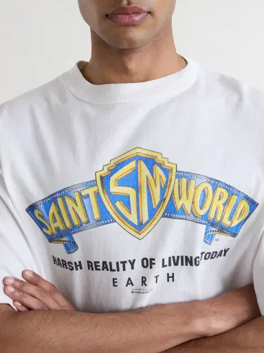 SAINT Mxxxxxx Saint World Logo-Print Cotton-Jersey T-shirt - Men | Thumbnail 5