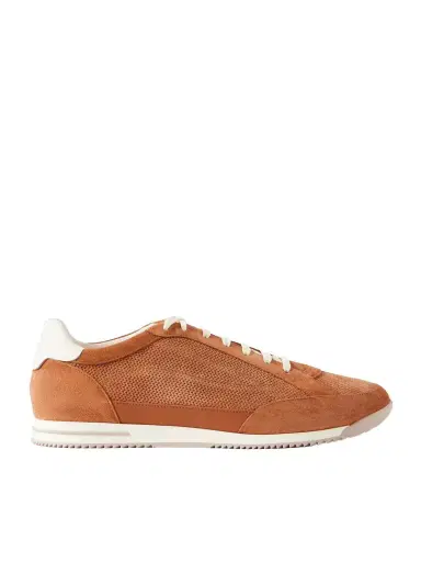 Brunello Cucinelli Leather-Trimmed Suede Sneakers - Men | Thumbnail 1 Brunello Cucinelli Leather-Trimmed Suede Sneakers - Men | Thumbnail 1