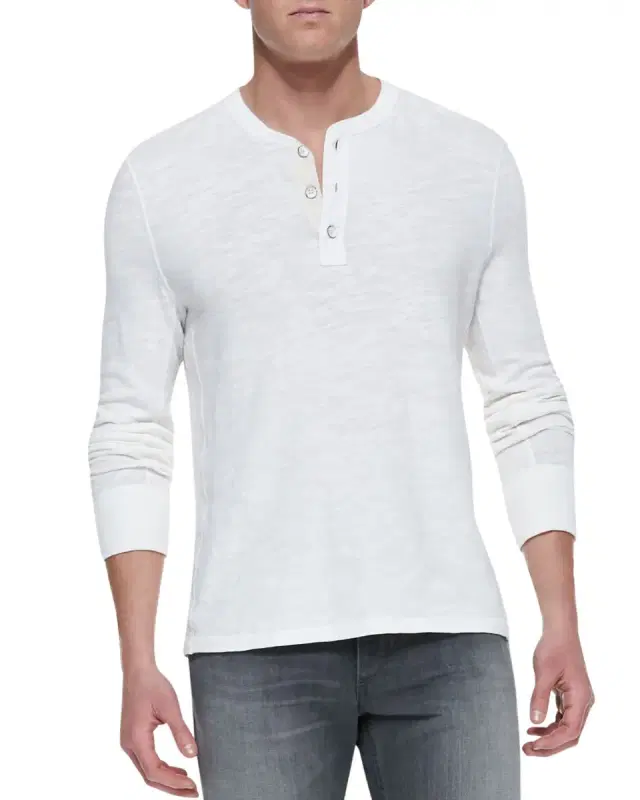 Men 's Standard Issue Slub-Knit Basic Henley