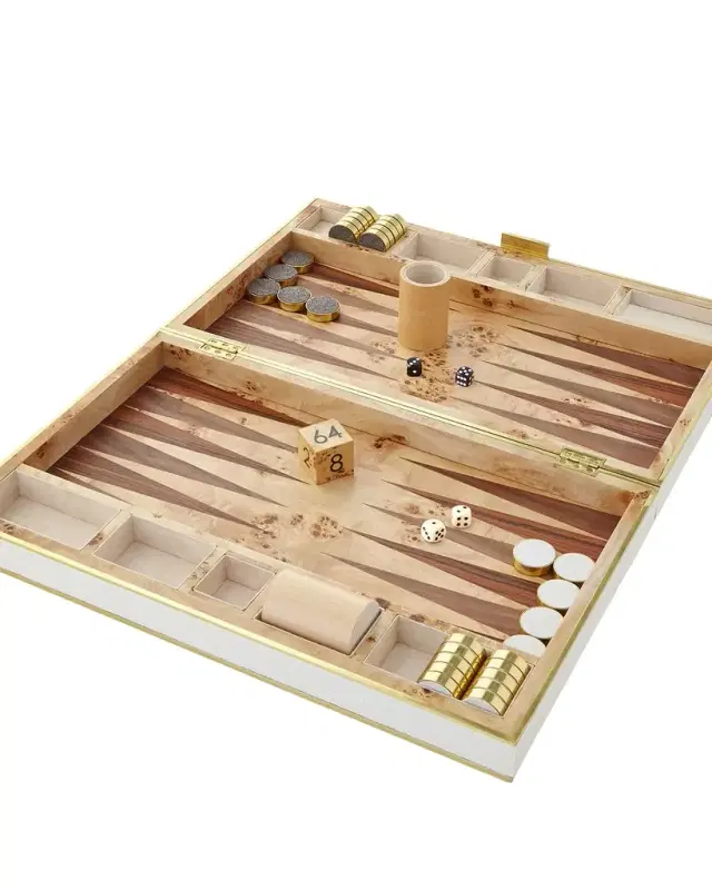 AERIN Cream Shagreen Backgammon Set