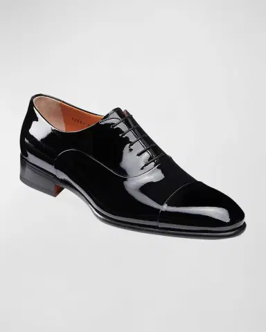 Santoni Men's Isaac Patent Leather Lace-Up Shoes | Thumbnail 2