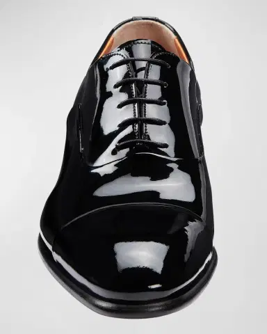 Santoni Men's Isaac Patent Leather Lace-Up Shoes | Thumbnail 3