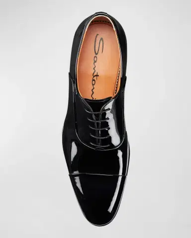 Santoni Men's Isaac Patent Leather Lace-Up Shoes | Thumbnail 4