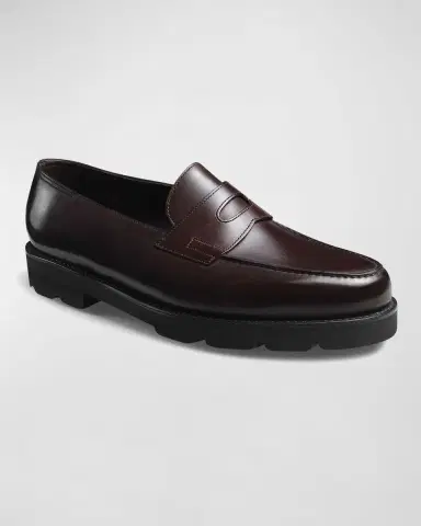John Lobb Men's Lug-Sole Iconic Penny Leather Loafers | Thumbnail 2