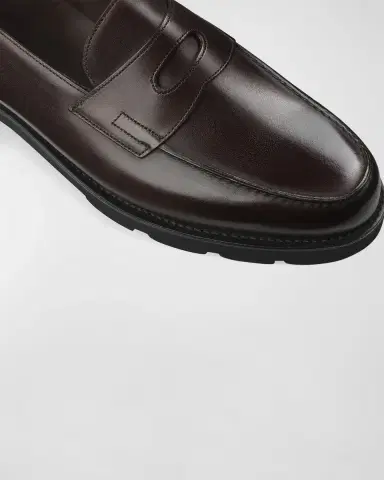 John Lobb Men's Lug-Sole Iconic Penny Leather Loafers | Thumbnail 3