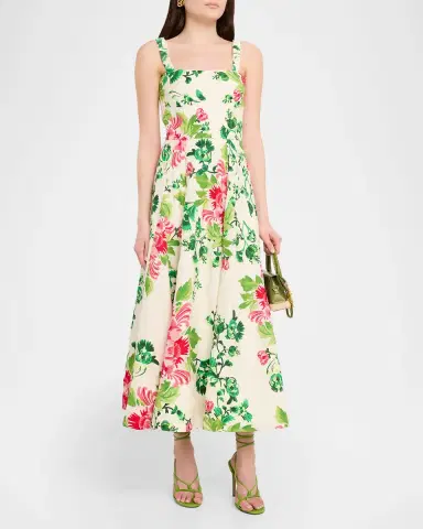 Saloni Sabrina Floral A-Line Midi Dress | Thumbnail 5 Saloni Sabrina Floral A-Line Midi Dress | Thumbnail 5