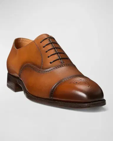 Ralph Lauren Purple Label Men's Denver Burnished Calfskin Cap-Toe Shoes | Thumbnail 2 Ralph Lauren Purple Label Men's Denver Burnished Calfskin Cap-Toe Shoes | Thumbnail 2