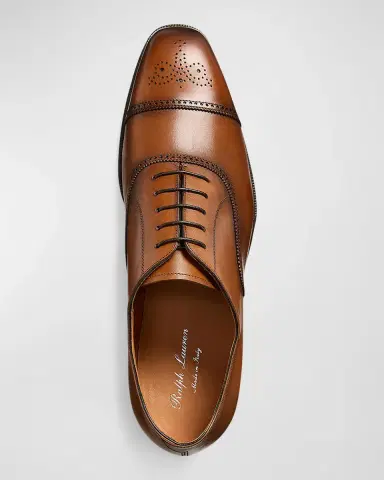 Ralph Lauren Purple Label Men's Denver Burnished Calfskin Cap-Toe Shoes | Thumbnail 5 Ralph Lauren Purple Label Men's Denver Burnished Calfskin Cap-Toe Shoes | Thumbnail 5