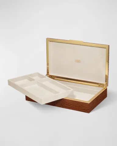 AERIN Classic Croc Leather Desk Box | Thumbnail 2