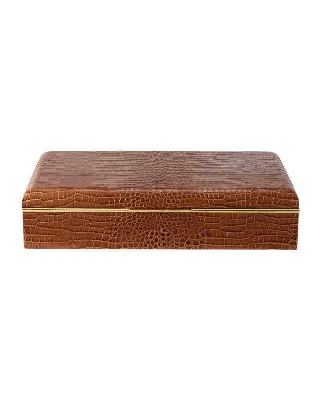 AERIN Classic Croc Leather Desk Box