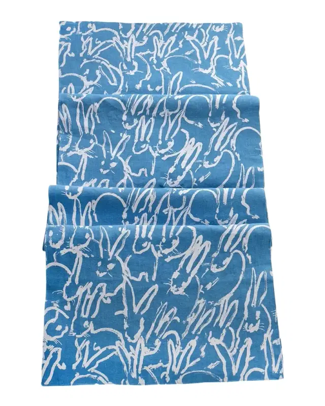 Hunt Slonem Fluffle Khadi Print Linen Table Runner