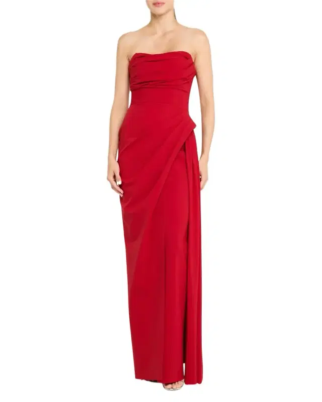 Strapless Ruched Column Gown