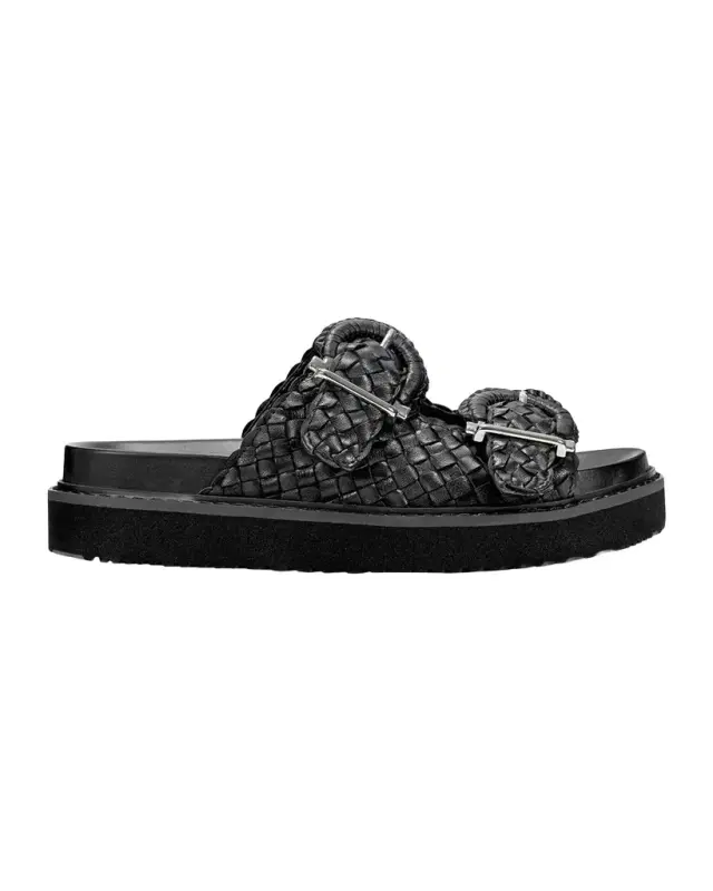 Marc Fisher LTD Auggie Woven Leather Dual-Buckle Sporty Sandals