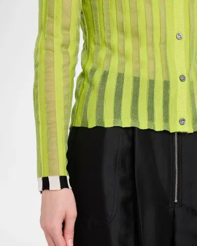 Christopher John Rogers Pleated Knit Crewneck Cardigan | Thumbnail 5 Christopher John Rogers Pleated Knit Crewneck Cardigan | Thumbnail 5
