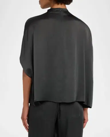 LAPOINTE Fluid Mock-Neck Satin Cape Tee | Thumbnail 2