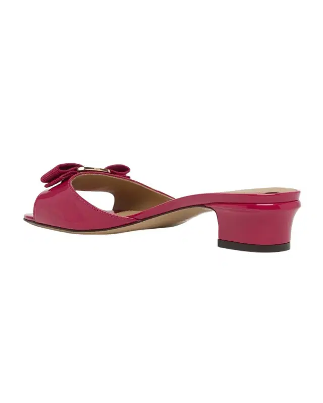 Vanilla Patent Leather Bow Mules