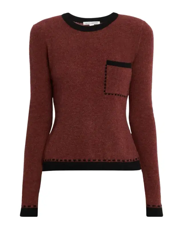Two-Tone Crewneck Cashmere Sweater