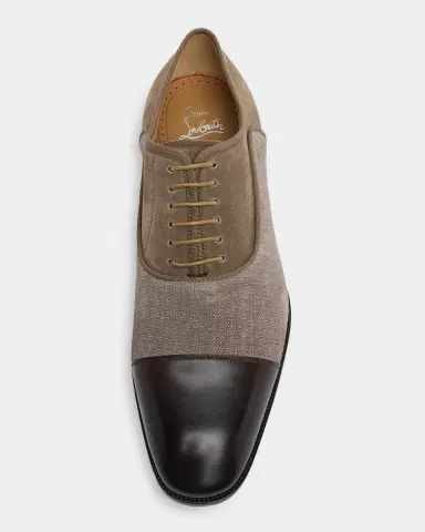 Christian Louboutin Men's Greggory Mixed Media Oxfords | Thumbnail 3