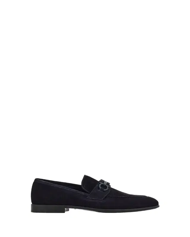 Ferragamo Men's Foster Textured Suede Gancini Bit Loafers