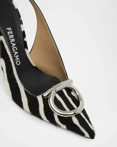 Ferragamo 95mm Sarah Zebra Calf Hair Slingback Pumps | Thumbnail 3 Ferragamo 95mm Sarah Zebra Calf Hair Slingback Pumps | Thumbnail 3