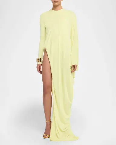Tom Ford Draped Cutout Long-Sleeve Gown | Thumbnail 2 Tom Ford Draped Cutout Long-Sleeve Gown | Thumbnail 2