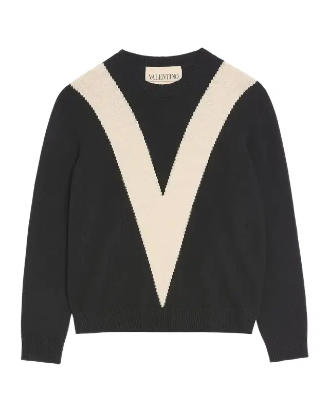 Men 's Wool Inlaid V Crewneck Sweater