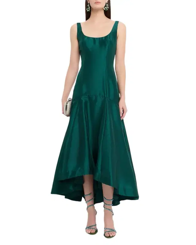 Alaia High-Low Shantung Maxi Dress
