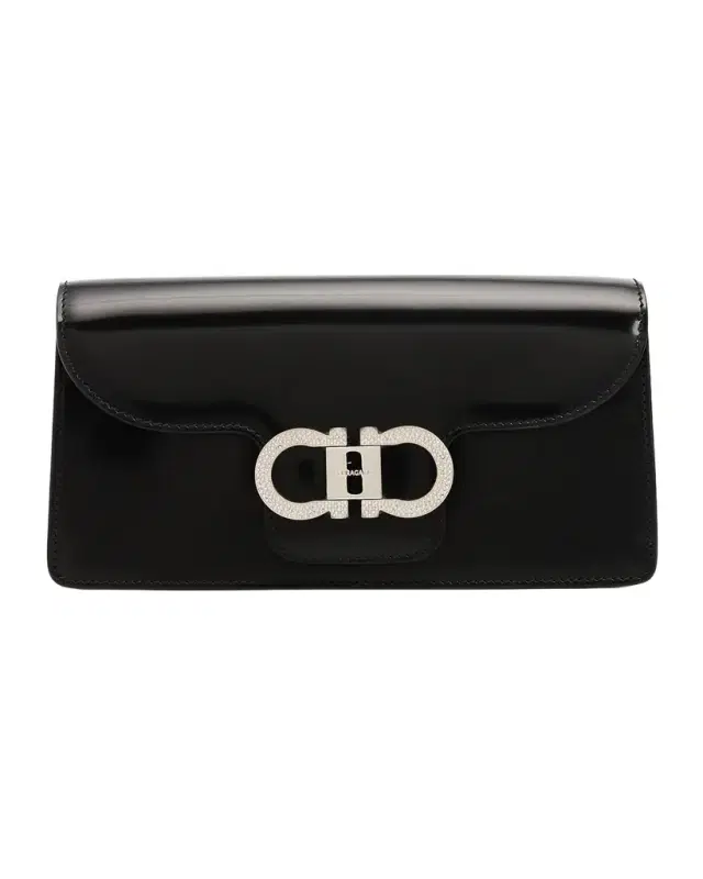 Ferragamo Mini Crystal Double Gancini Leather Shoulder Bag