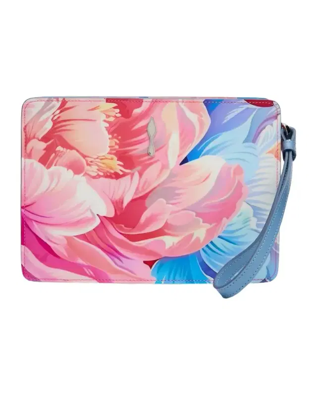 Bettina Wristlet Pouch Bag in Floral-Print Leather