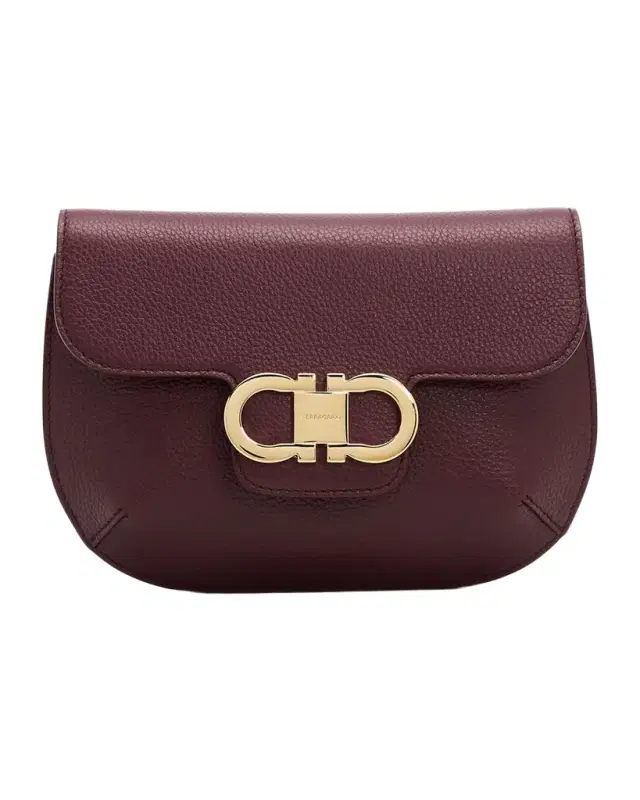 Izzy Grain Leather Gancini Crossbody Bag
