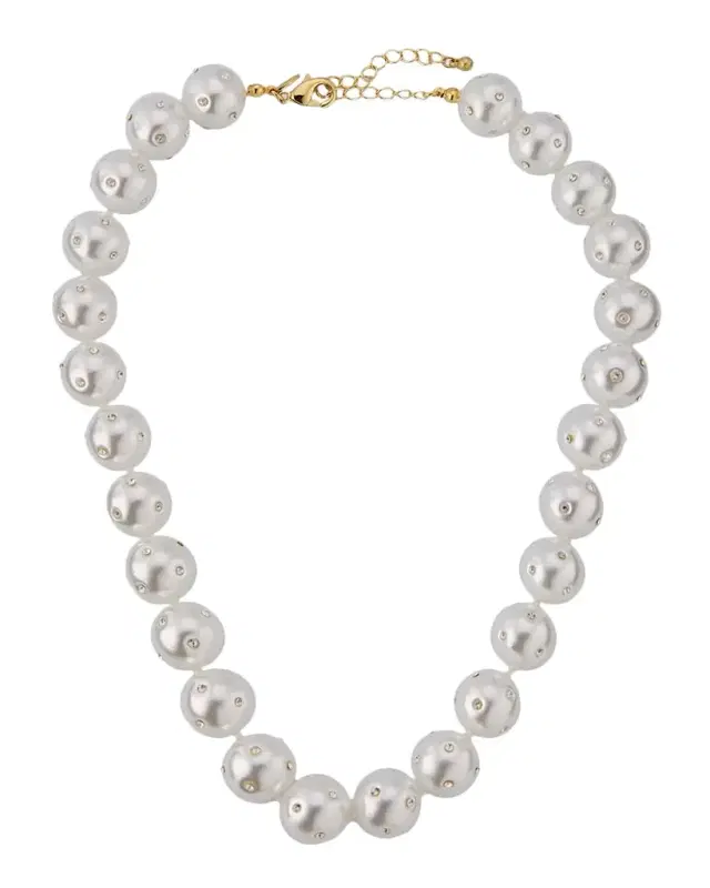 Crystal Dot Pearly Beaded Necklace