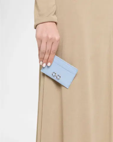 Ferragamo Gancini Hammered Leather Card Holder | Thumbnail 2 Ferragamo Gancini Hammered Leather Card Holder | Thumbnail 2