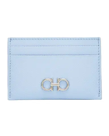 Ferragamo Gancini Hammered Leather Card Holder | Thumbnail 1 Ferragamo Gancini Hammered Leather Card Holder | Thumbnail 1