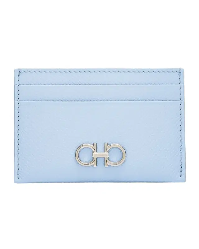Ferragamo Gancini Hammered Leather Card Holder