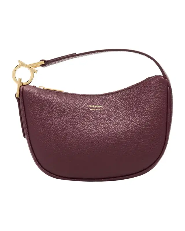 Smile Grain Leather Gancini Top-Handle Bag
