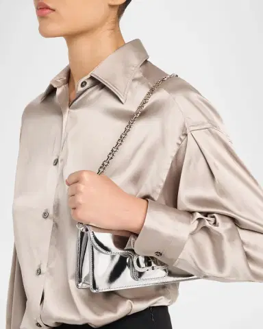 Ferragamo Laminated Leather Rhinestone Gancini Shoulder Bag | Thumbnail 2 Ferragamo Laminated Leather Rhinestone Gancini Shoulder Bag | Thumbnail 2