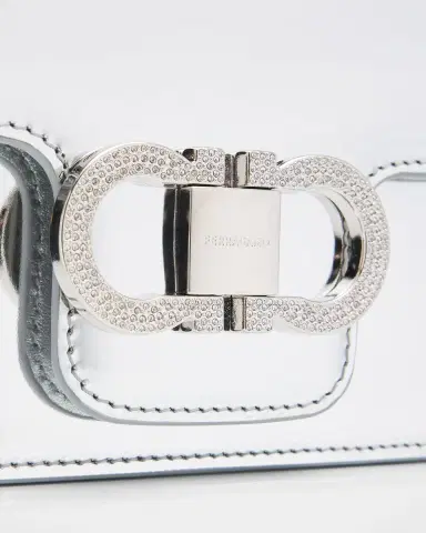 Ferragamo Laminated Leather Rhinestone Gancini Shoulder Bag | Thumbnail 6 Ferragamo Laminated Leather Rhinestone Gancini Shoulder Bag | Thumbnail 6