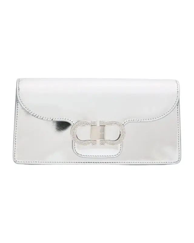 Ferragamo Laminated Leather Rhinestone Gancini Shoulder Bag