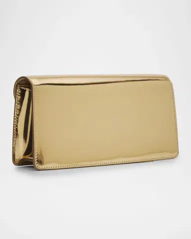 Ferragamo Laminated Leather Rhinestone Gancini Clutch Bag | Thumbnail 3