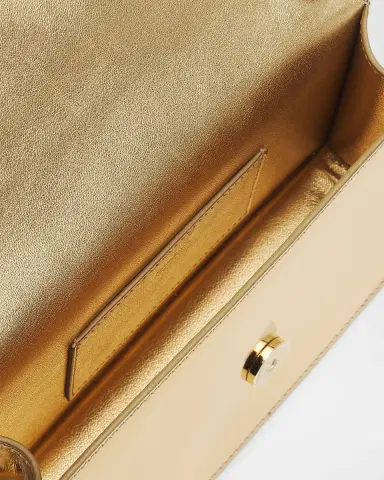 Ferragamo Laminated Leather Rhinestone Gancini Clutch Bag | Thumbnail 4