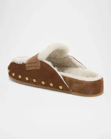 Veronica Beard Fenix Studded Shearling Loafer Mules | Thumbnail 2