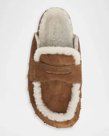 Veronica Beard Fenix Studded Shearling Loafer Mules | Thumbnail 3