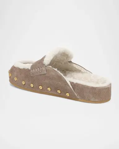 Veronica Beard Fenix Studded Shearling Loafer Mules | Thumbnail 5