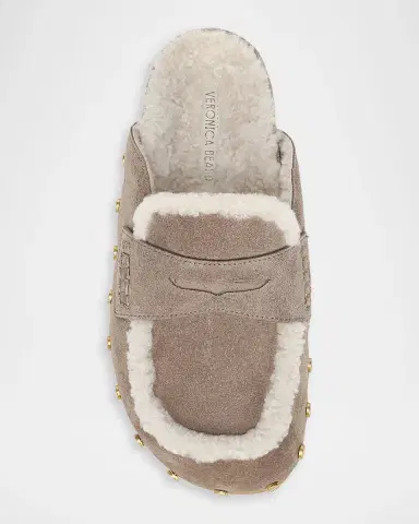 Veronica Beard Fenix Studded Shearling Loafer Mules | Thumbnail 6