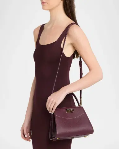 Ferragamo Studio Box Hammered Leather Top-Handle Bag | Thumbnail 2