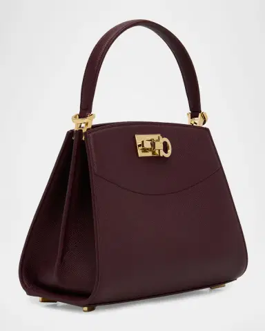Ferragamo Studio Box Hammered Leather Top-Handle Bag | Thumbnail 3